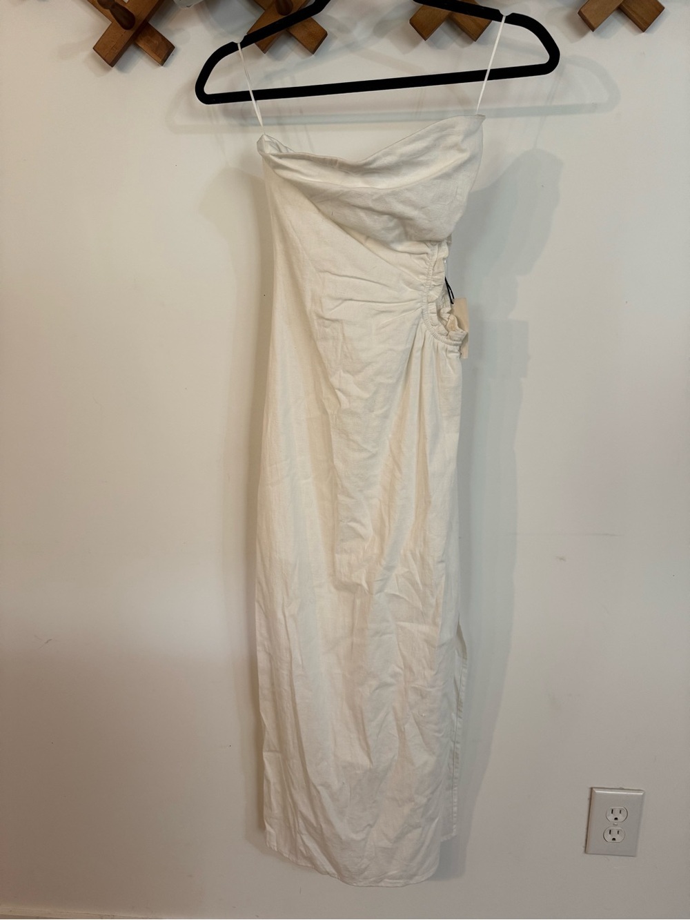 Mable Strapless White Maxi Dress with Side Ruching